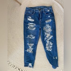 American eagle blue super ripped high waisted jeans (came like this) size 4